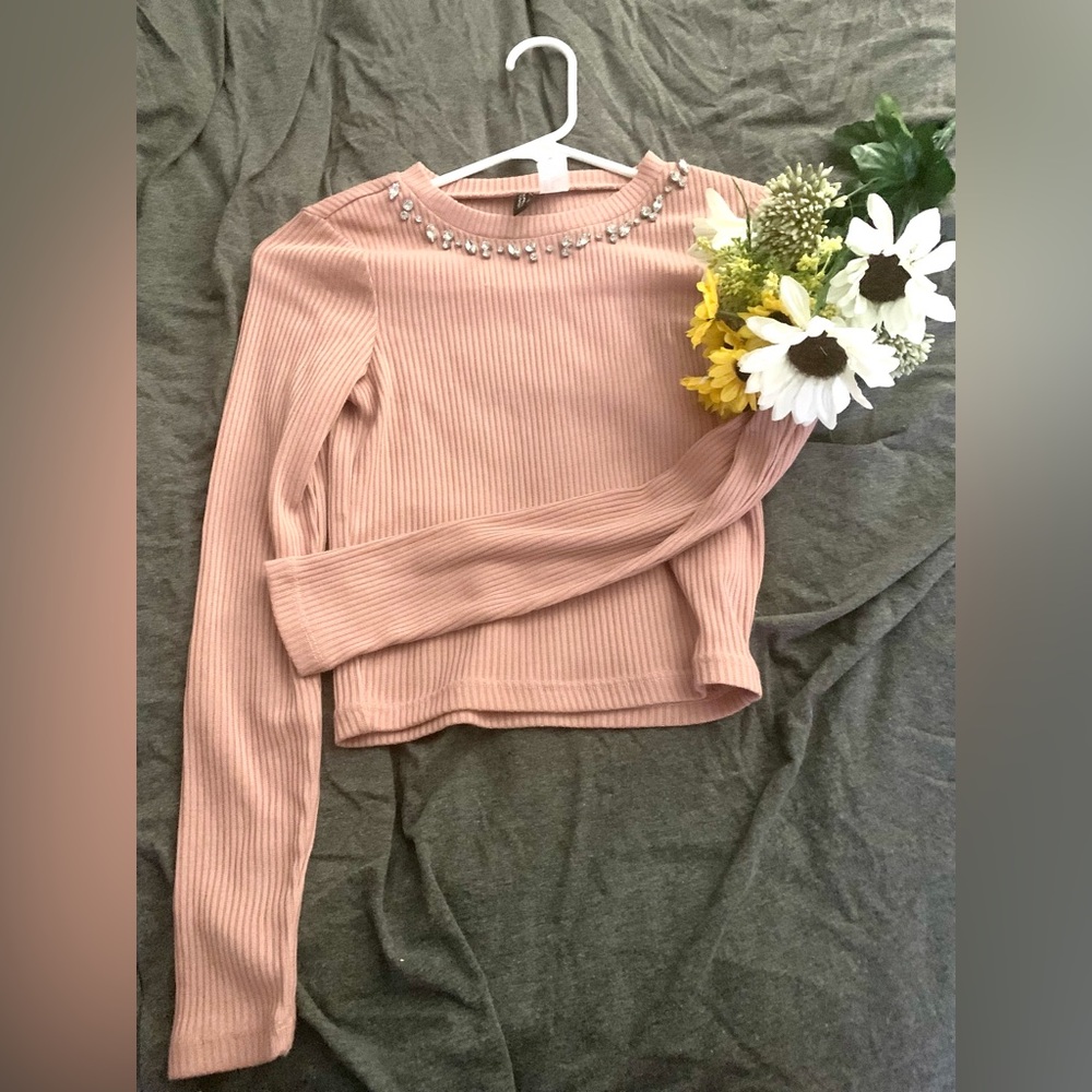 Blush pink cropped shirt,size XS